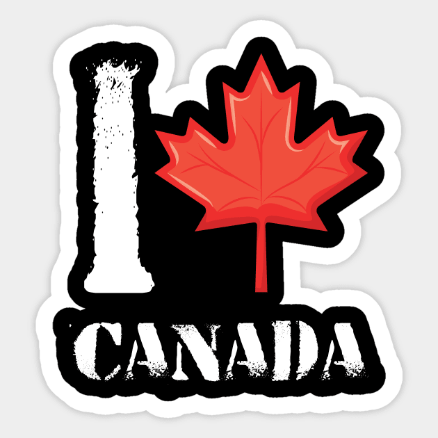 I Heart Canada - Canadian At Heart T-Shirt - I love canada Tee Shirt Woman - Canada Heart Cool Leaf Design Canadian shirt Sticker by MaryMary